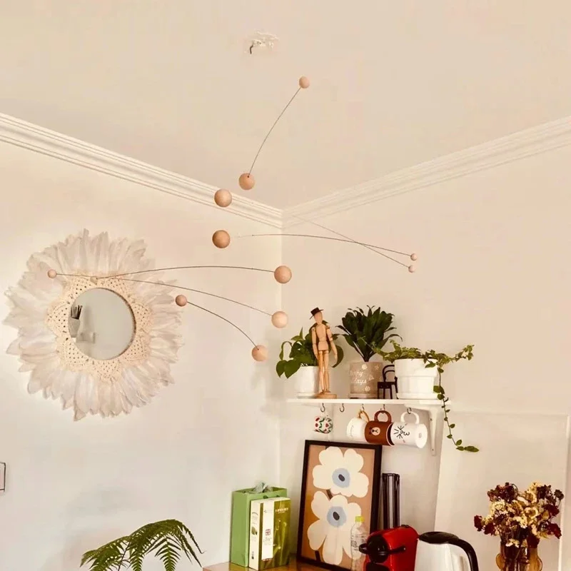 Nordic Balance Hanging Mobile Minimal Wind Chime Ornament Handmade Home Decor Pendant For Living Room Office For Her Cozy Gift