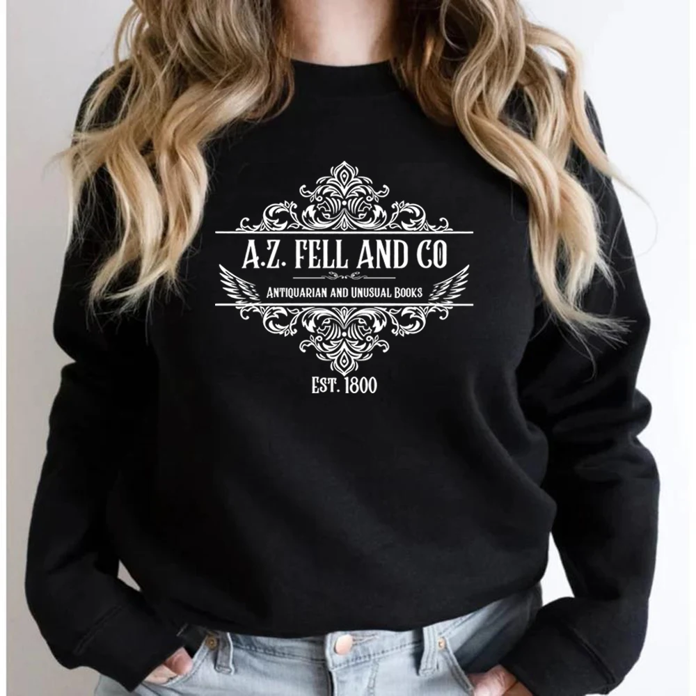 

A.Z. Fell and Co Antiquarian and Unusual Books Sweatshirt Aziraphale and Crowley Sweater Women Graphic Hoodies LGBTQ Pullover