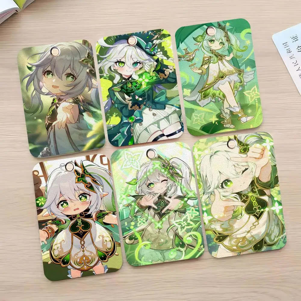 

Cartoon Figure Kinich Iansan Nahida Mona Card Case Keychain Access Card Bag Key Tag Ring Leather Card Holder Key Ring Access