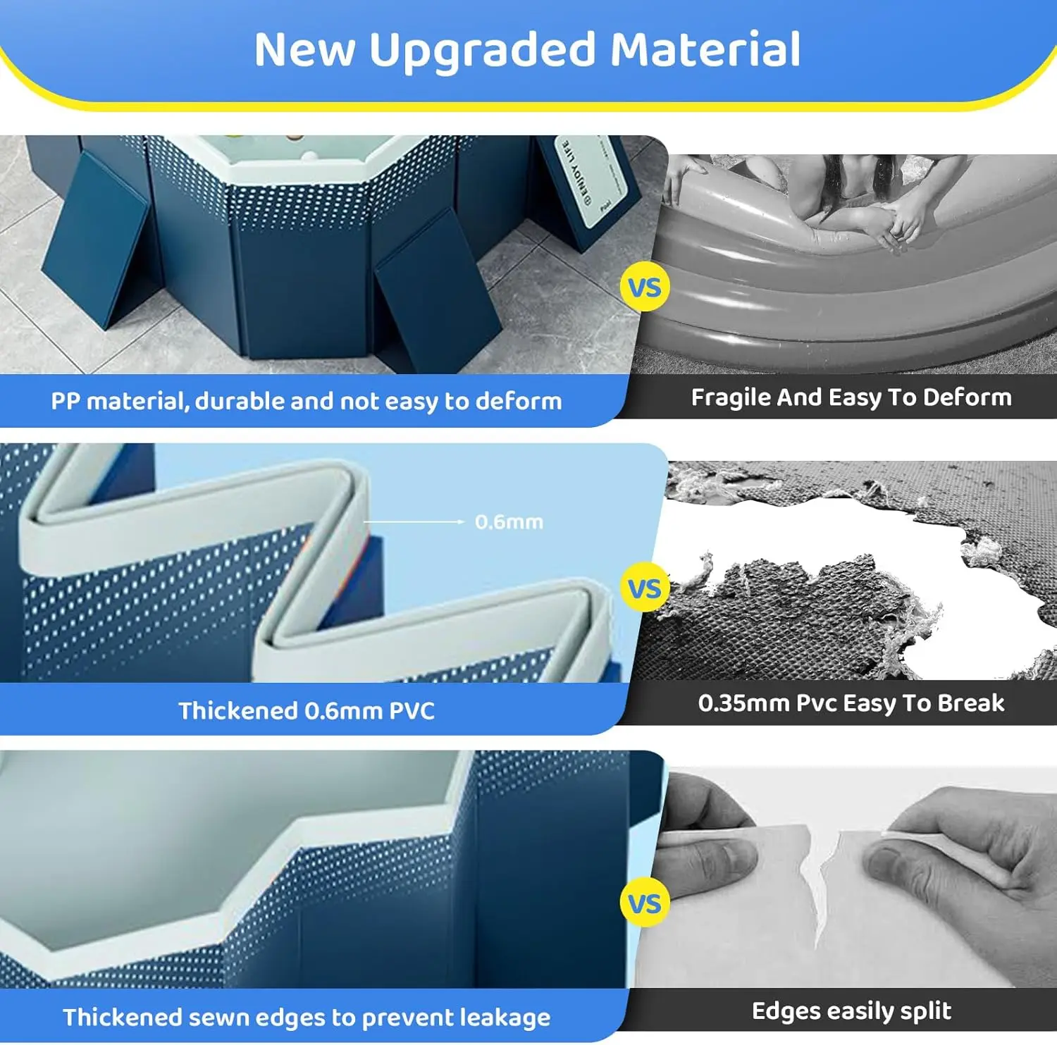 Foldable Swimming Pool, Hard Plastic Shell Rectangular Foldable Pools Above Ground, Collapsible Swimming Pool for Backyard Outsi