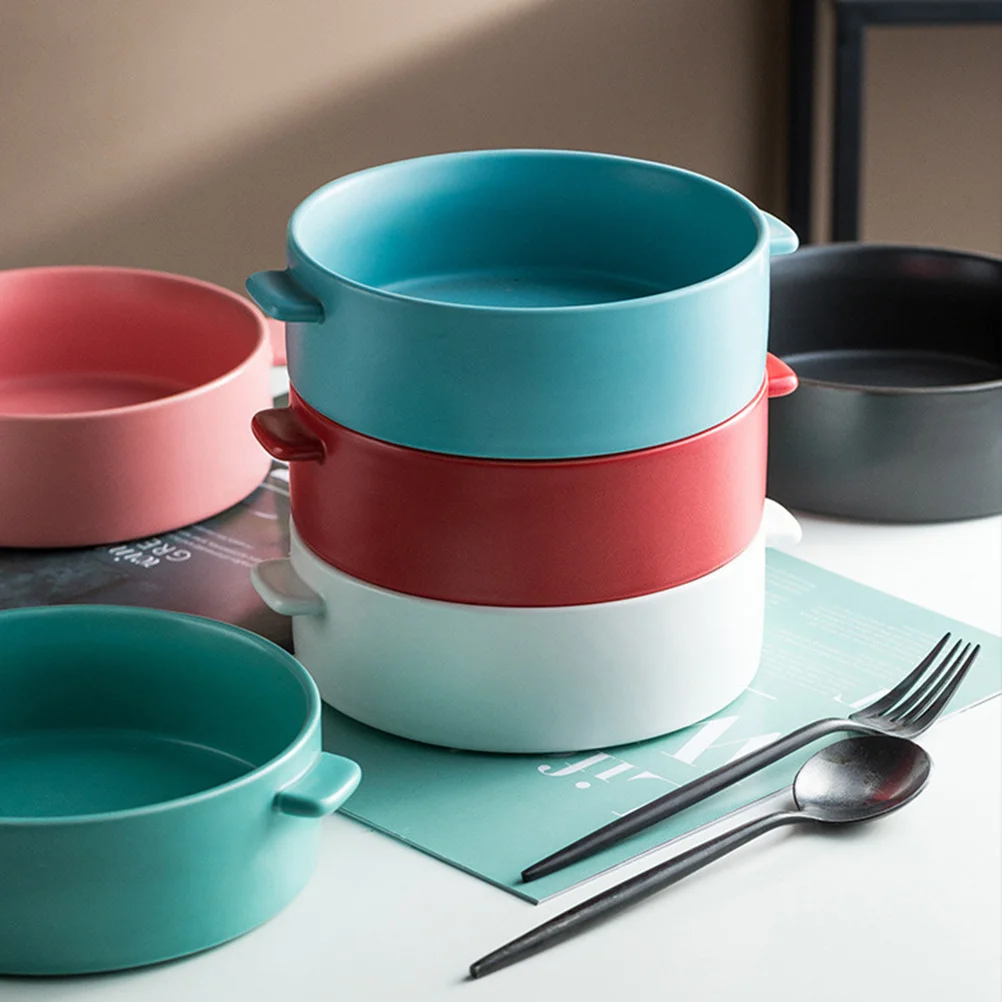 

Household Tableware Ceramics Soup Pot Black Stylish Multifunctional Easy to Clean Suitable for Pasta Steak Pizza Salad Fruits