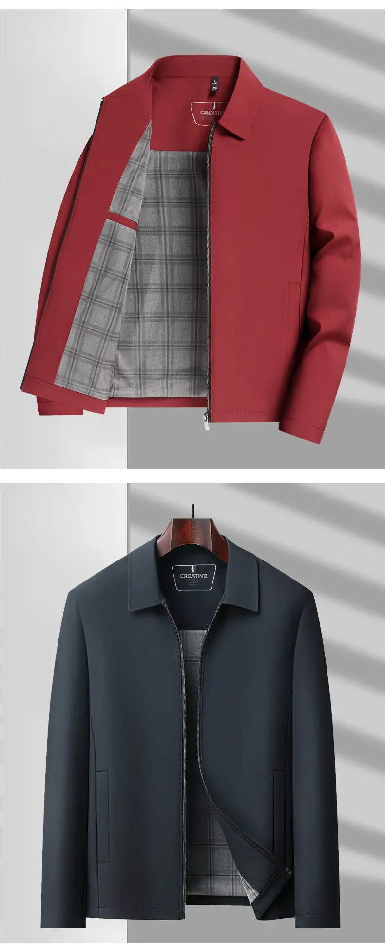 Hochwertige Business-Jacke mit Business-Kragen, Executive-Blazer mit Revers und Kette, Schwarzer Mantel, Vater-Outfit – Detail 5