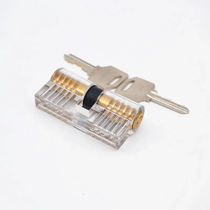 1 Pcs 70mm Lock Pick Set Acrylic Transparent Visible Practice Cutaway Lock with 2 Keys Padlock Tool For Locksmith Supplier