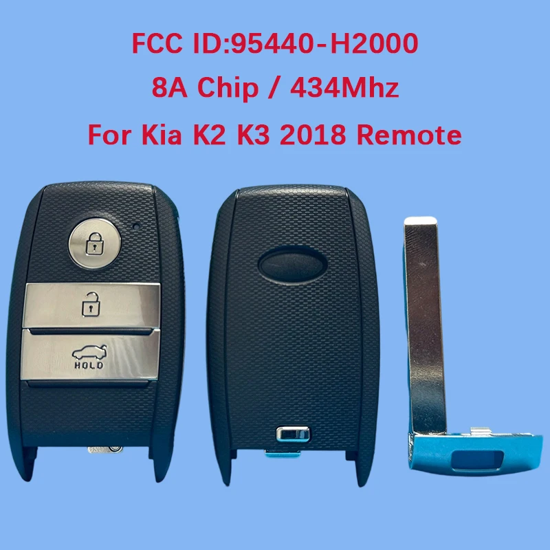 

CN051258 послепродажного обслуживания 3-кнопочный смарт-брелок 434 МГц FCC 95440-H2000 8A чип для KIA K2 K3 2018
