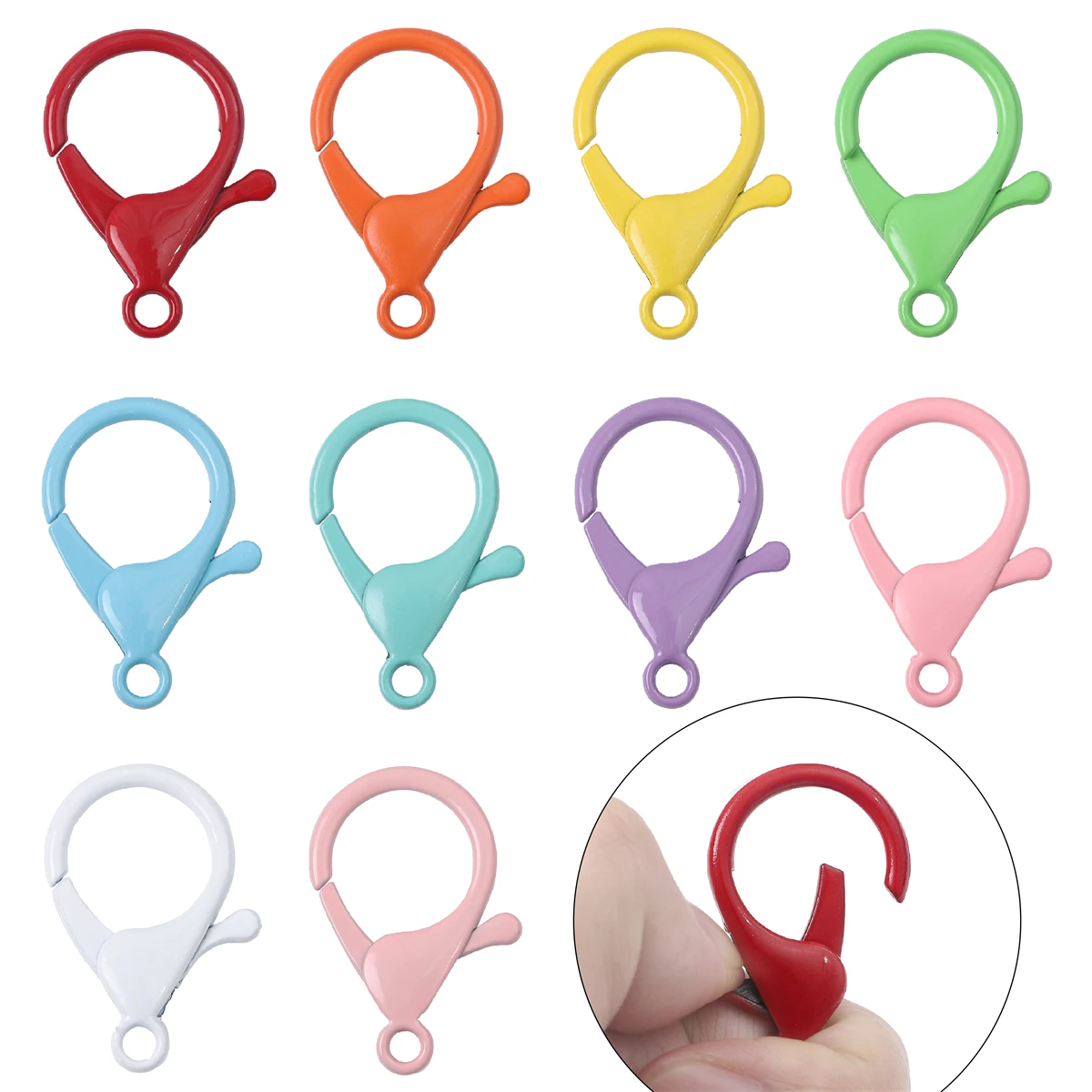 4/10Pcs 24x34mm Colorful Fashion Alloy Spray Painted Lobster Keychain Metal Clasps For Jewelry DIY Handmade Findings Making