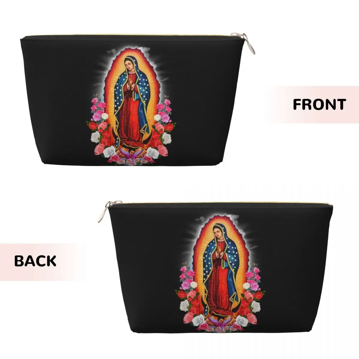 Custom Virgin Mary Of Guadalupe Makeup Bag Women Travel Cosmetic Organizer Kawaii Mexico Catholic Saint Storage Toiletry Bags