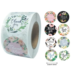 500Pcs/Roll Labels Flower Thank You Stickers Seal Label Handmade Custom Scrapbooking Gift Decoration Stationery Sticker 3.8cm