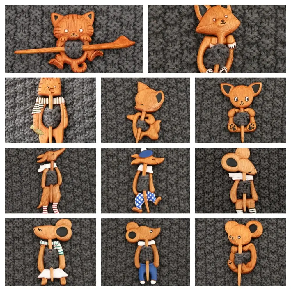 رائعة الكنغر بروش خشبي لطيف جرو الحيوان سترة دبوس الكلب ماوس كيتي وشاح مشبك فتاة