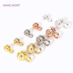18K Gold Plated Crimp End Cap Stripe End Caps,Brass with Loop Crimp End Beads,For DIY Jewelry Making Accessories Findings