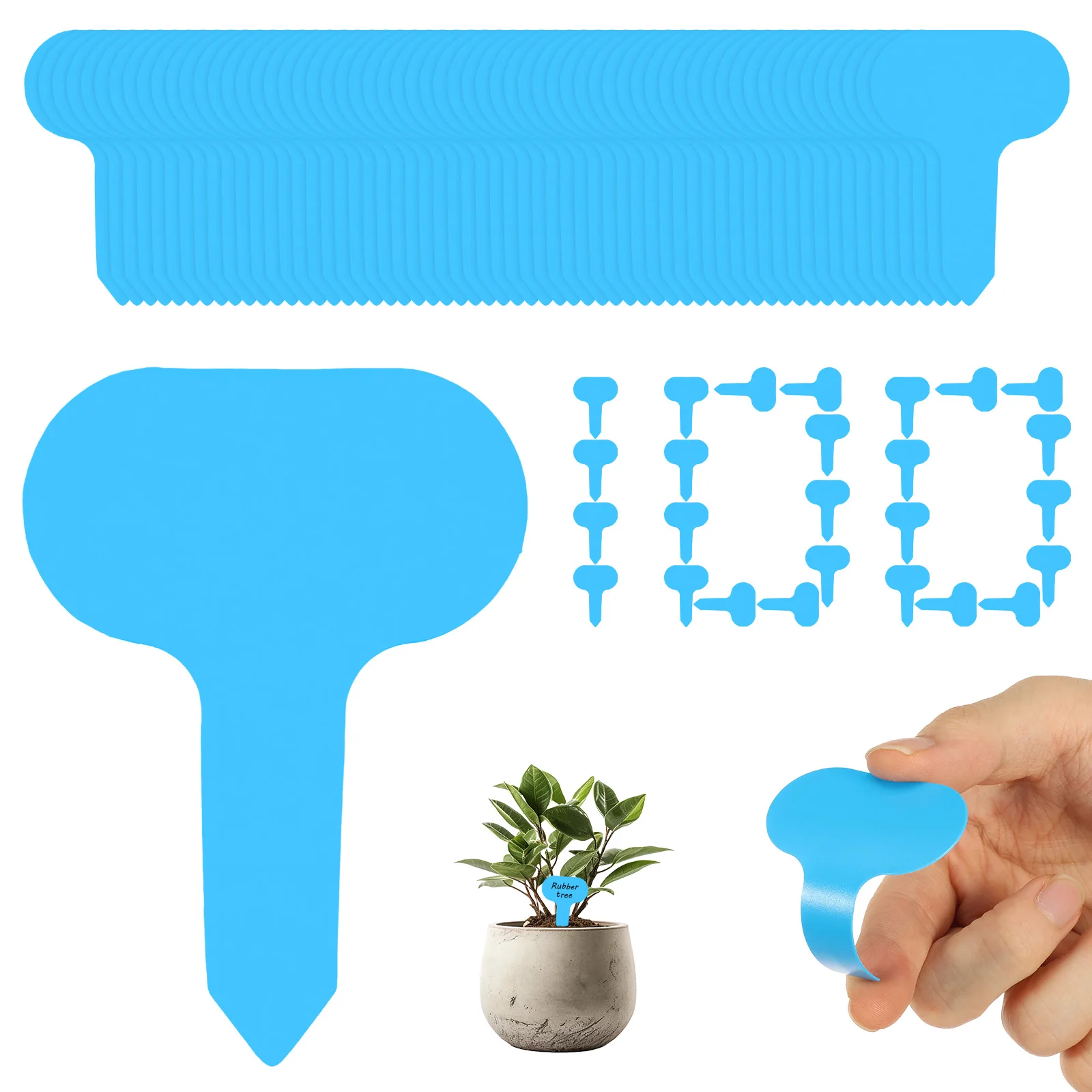 100pcs White Blue Plastic Plant Tags T Type Marker Nursery Garden Label Seedling Tray Pots Decoration Garden Labels Sign Tags