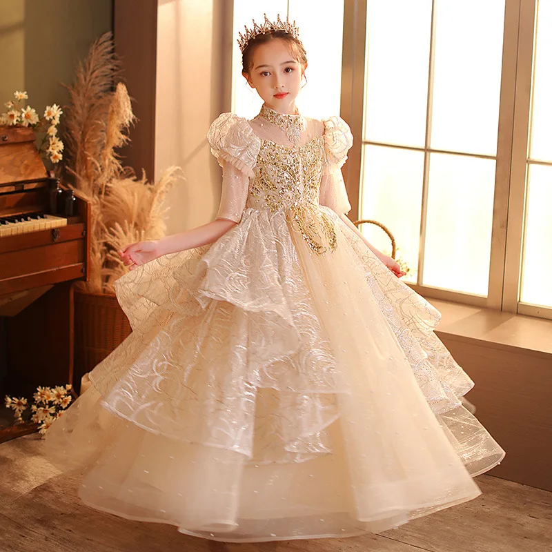 Child Girls Evening Dresses Long Luxury 2022 Celebrity Clothes Kids 2 To 14 Years Formal Pageant Birthday Party Dress Prom Gowns