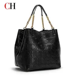 CH Superior Sense of Solid Colour Simple Style Ladies Large Capacity Tote Bag Daily Commuting Fashion Style Ladies Versatile