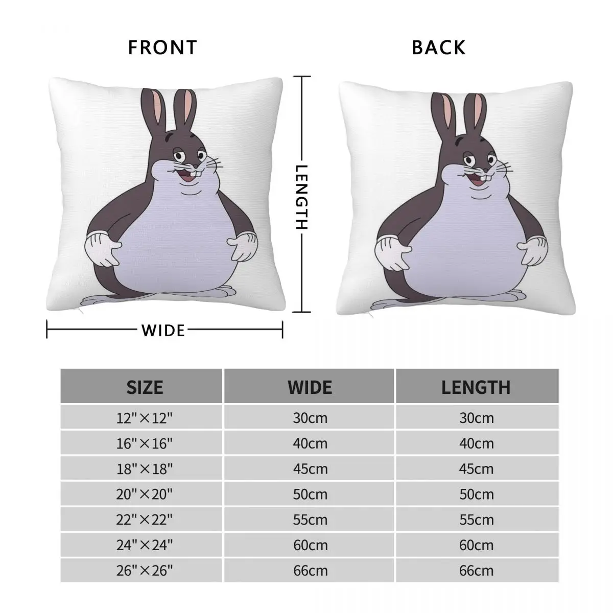 Chubby Chungus Square Pillowcase Polyester Linen Velvet Creative Zip Decorative Bed Cushion Cover Wholesale