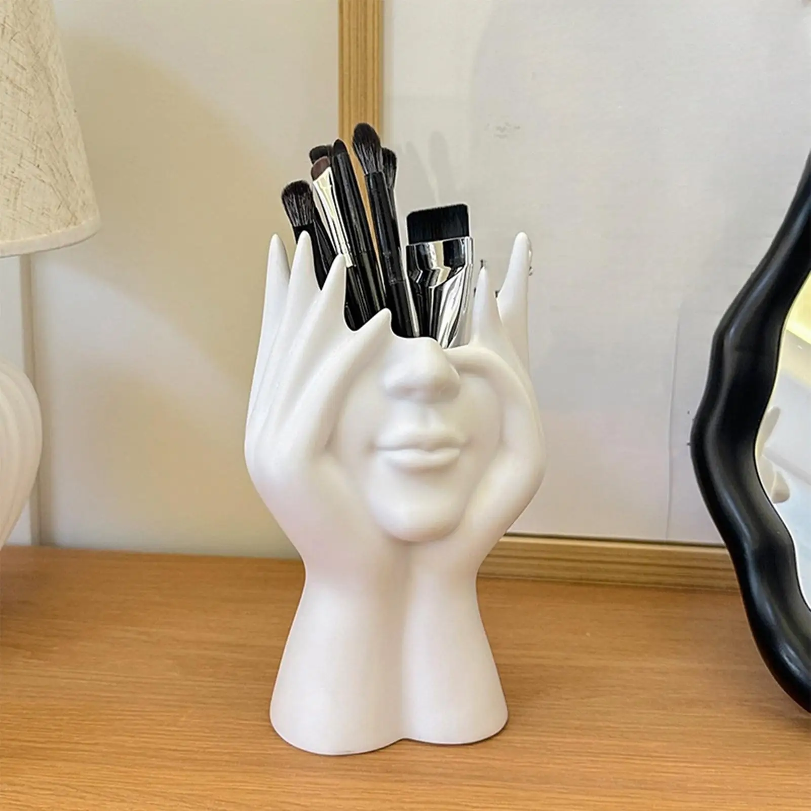 Porte-brosse de maquillage abstrait, décoration de coiffeuse, boîte de rangement, tasse de brosse de maquillage pour le rangement du rouge à lèvres