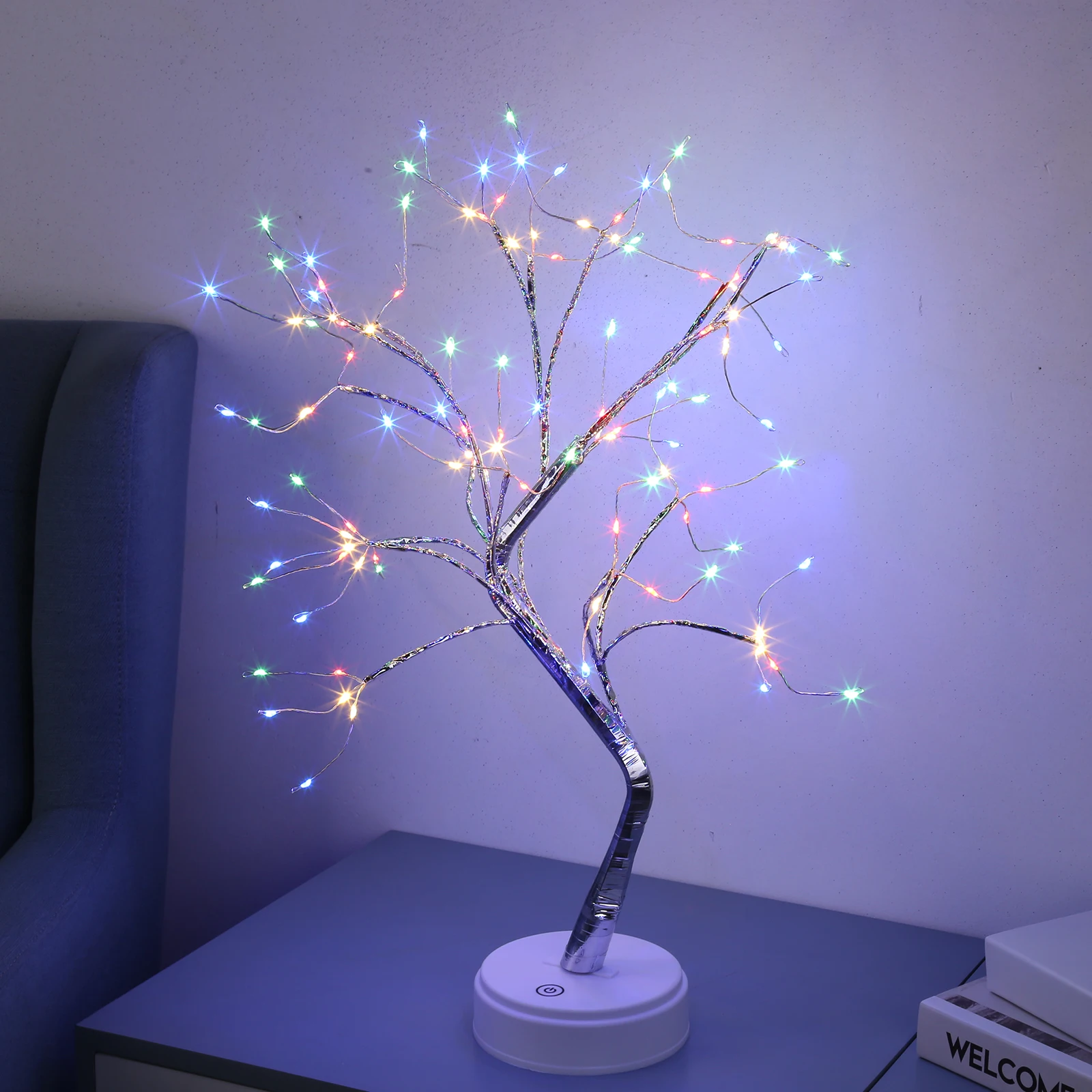 20 inch Tabletop Bonsai Tree Light Touch Switch Copper Wire Bedside Light 108 LED Table Branch Lamp for Bedroom Home Xmas Decor