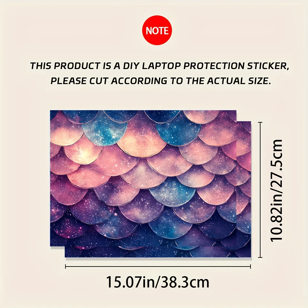 Vinyl Dragon Scale Laptop Light Beige Sticker 2 Pieces Set Scratch Resistant DIY Art Case Universal Laptop Decal Stickers