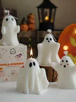 Boo Ghost Halloween Candle 2025 - Scented Aromatherapy with Flickering Flame, Pure White Spooky Decor & Soy Wax Centerpiece Gift