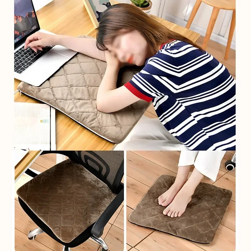 220V Office Chair Electric Heating Seat Cushion 45x45/45x87cm 8-Level Temperature Adjustable 3-Timing Body Feet Heater Warmer