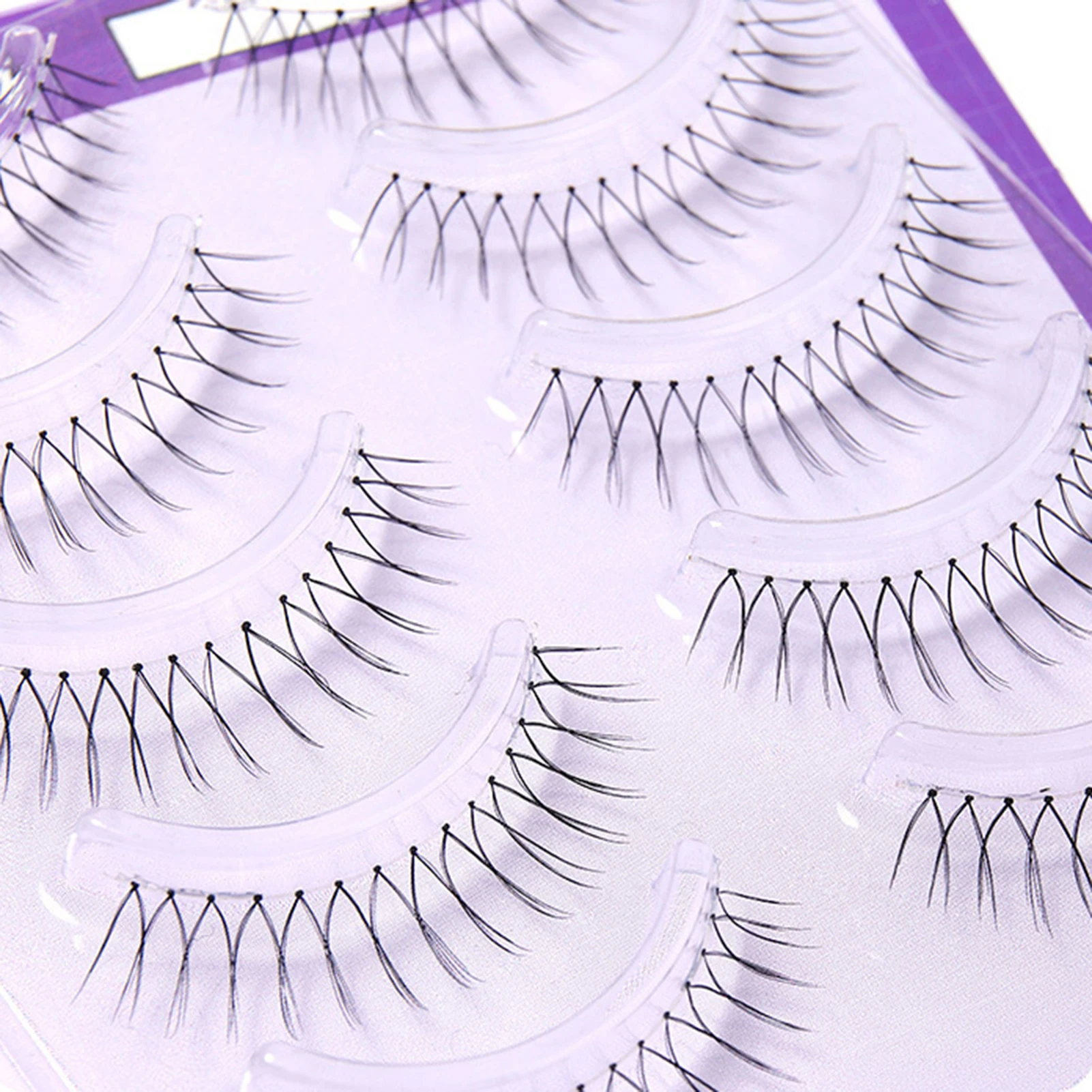 5 Pairs False Eyelashes Lash Extension Reusable U-shaped Natural Fake Lashes Make Up Transparent Stem Korean Eye Makeup Tool