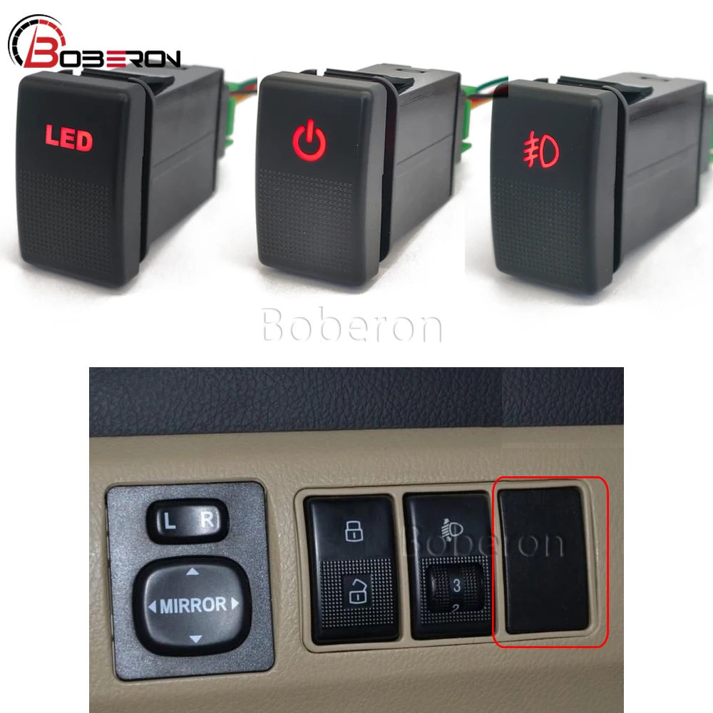 1 Stück rotes LED-Licht Auto Power On Off Schalter Taste LED-Licht Nebelscheinwerfer Schalter mit Draht für Mazda 3 für Mazda 6 Zubehör
