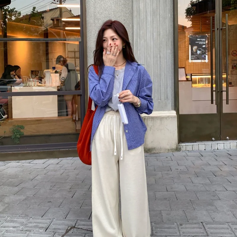 

Женская новая клетчатая рубашка-поло с воротником-поло в стиле ретро, модная универсальная повседневная рубашка с длинными рукавами