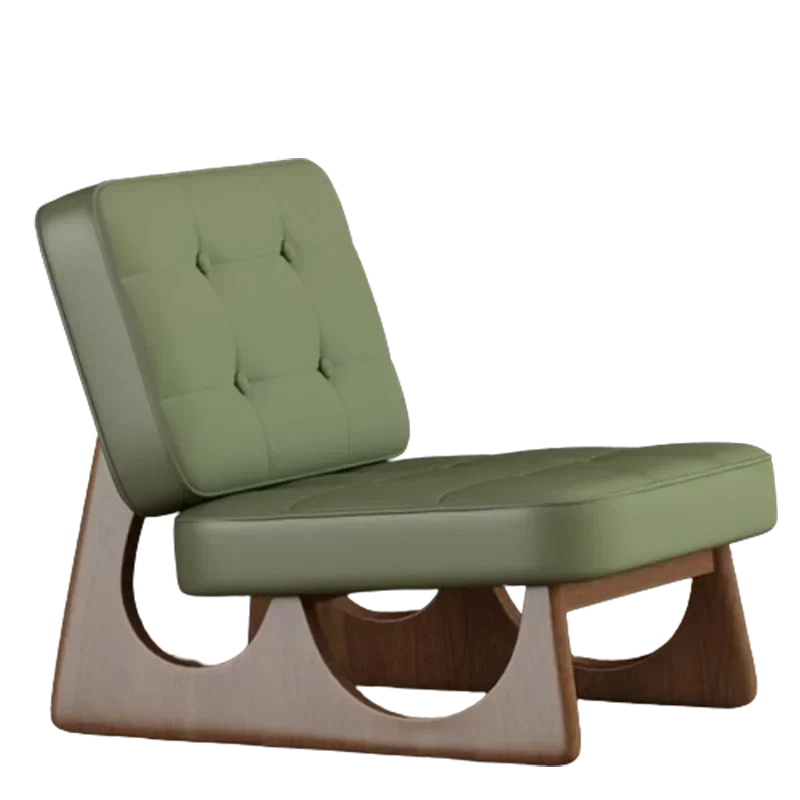 Retro Cushion Chairs Balcony Green Spong Wood Chair