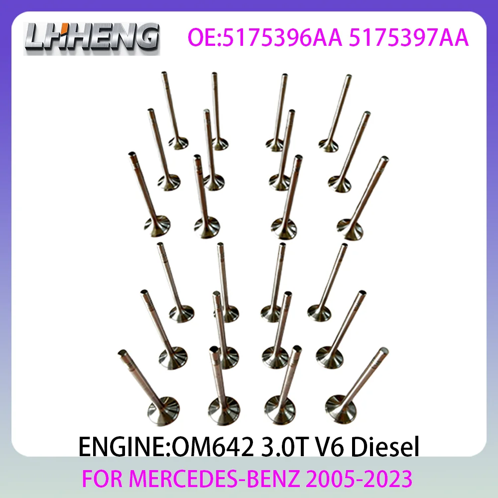24pcs New Intake & Exhaust Valve Kit For MERCEDES-BENZ CLK CLS W204 S204 C219 W212 3.0L 3.0 L T V6 Diesel 05-23 OM642 5175396AA