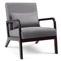 Armchair Living Room Relaxation Modern Upholstered Armchair Sofa Individual Armrests Chair with Solid Wood Legs Dark Brown, Gray