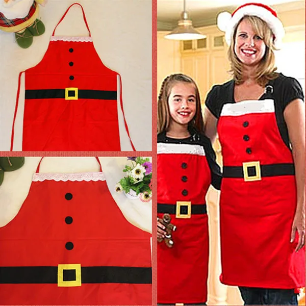 

Halter Neck Christmas Apron Red 75x52cm Polyester Nylon Unisex Kitchen Chef Sleeveless Wear Christmas Apron