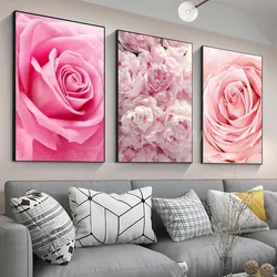 1pc-Pink Peony Rose Flower Poster Paper Print Home Living Room Bedroom Entrance Bar Cafe Art Painting Decor