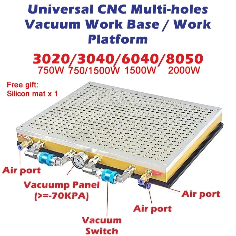 700/1500/2000W Universal CNC Multi-holes Vacuum Work Base Platform No Need Sealing Strip 300*200MM/300*400MM/600*400MM/800*500MM