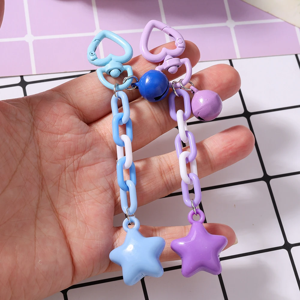 لطيف ستار المفاتيح النساء الفتيات جرس حلقة رئيسية المعلقات لحقيبة اليد ديكور DIY مفتاح سلسلة هدايا مجوهرات للأطفال