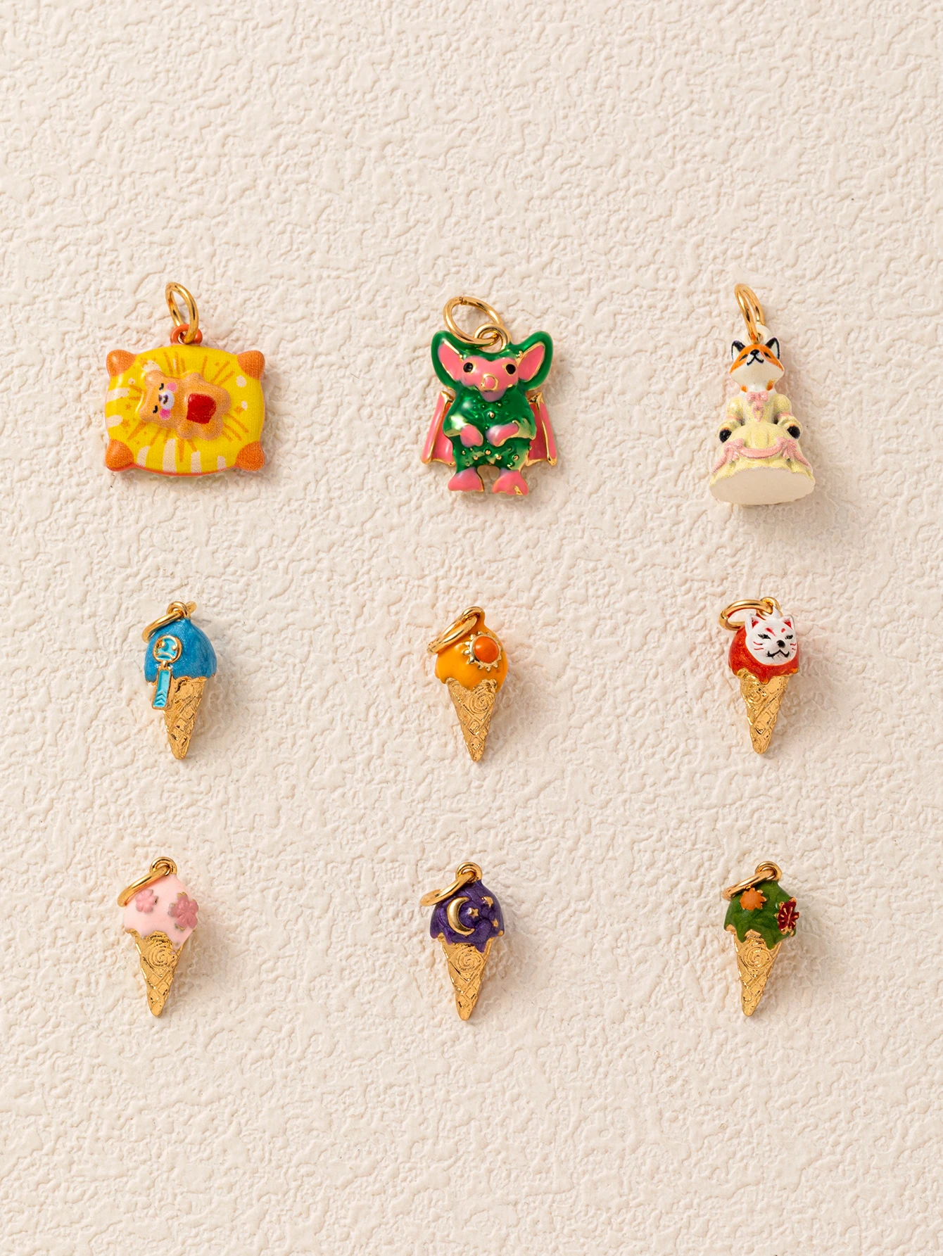 Niedliche, frische, personalisierte Prinzessin-Fuchs-Eiscreme DIY-Anhänger für die Schmuckherstellung – Detail 3