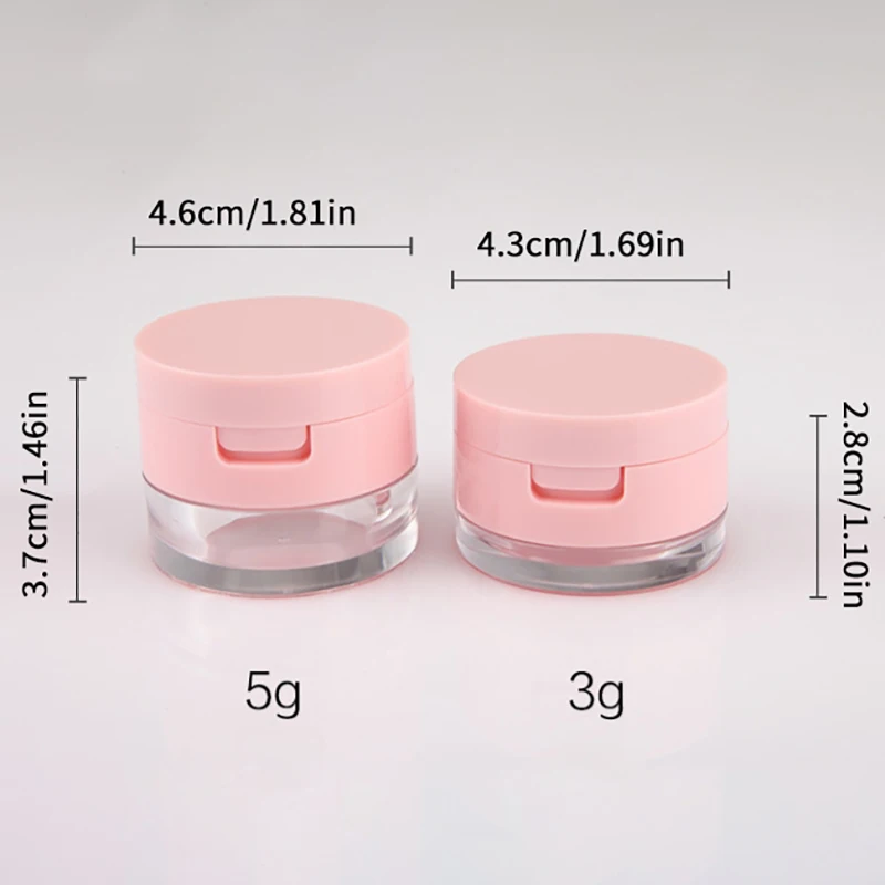 1Pcs 3g/5g Portable Powder Box Empty Loose Powder Container With Sieve Mirror Cosmetic Sifter Loose Jar Travel Makeup Container