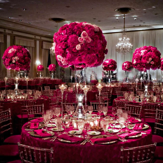 

Customised Luxury Fuchsia /darker pink Flower Ball Wedding Centerpieces