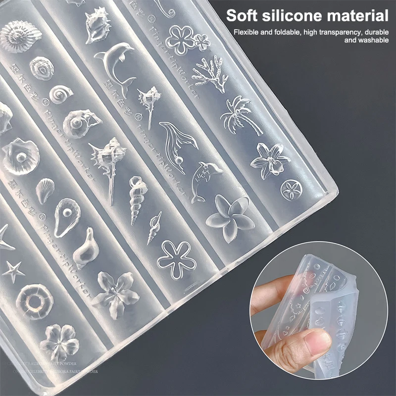 1pc Starfish Shell Flower Silicone Mould Bow Chain Nail Art Diy Handmade Tool Flower Silicone Mold