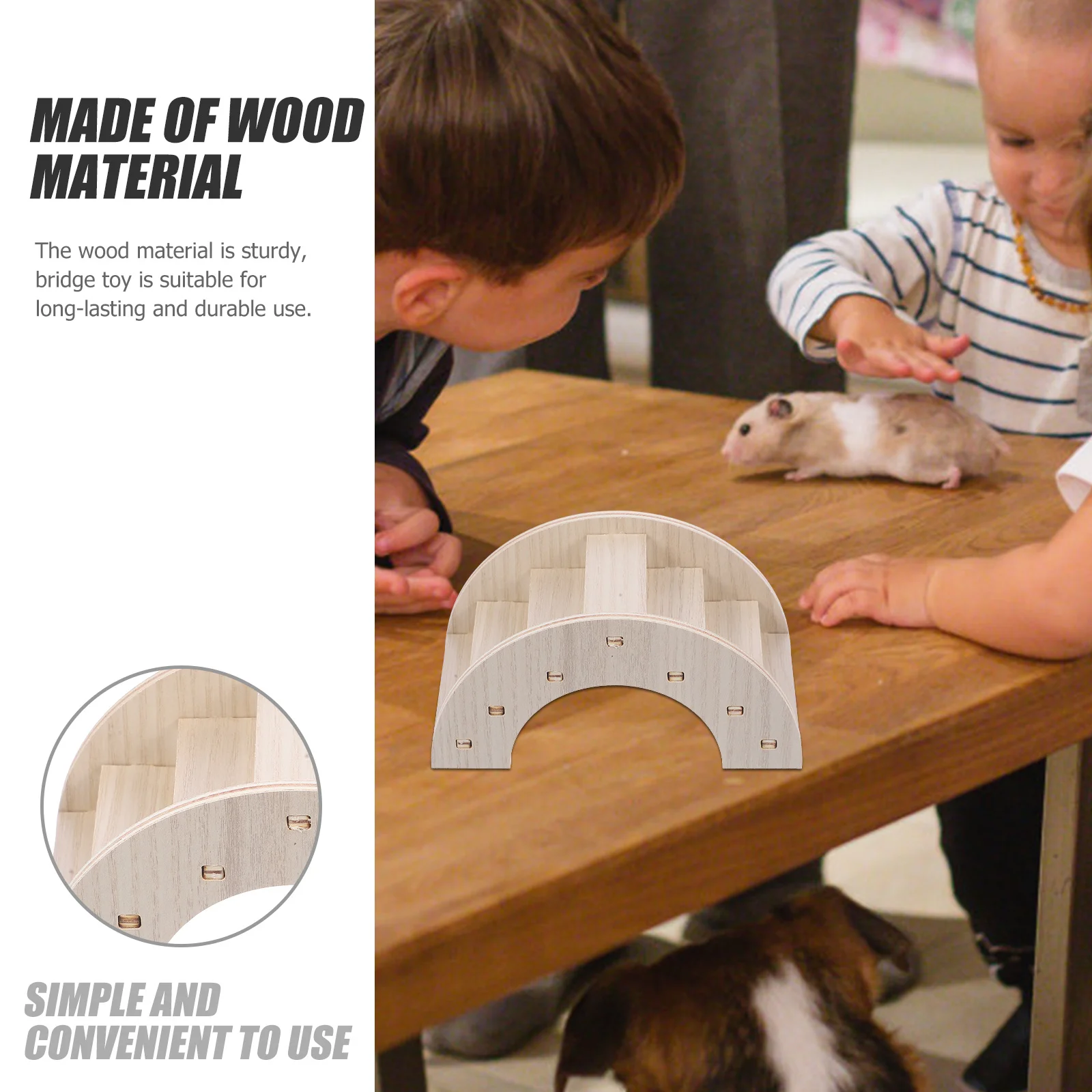 

Wooden Ladder Bridge for Hamster Cage Small Animal Climbing Play Structure Chew Resistant Pet Activity Ramp for Chinchilla