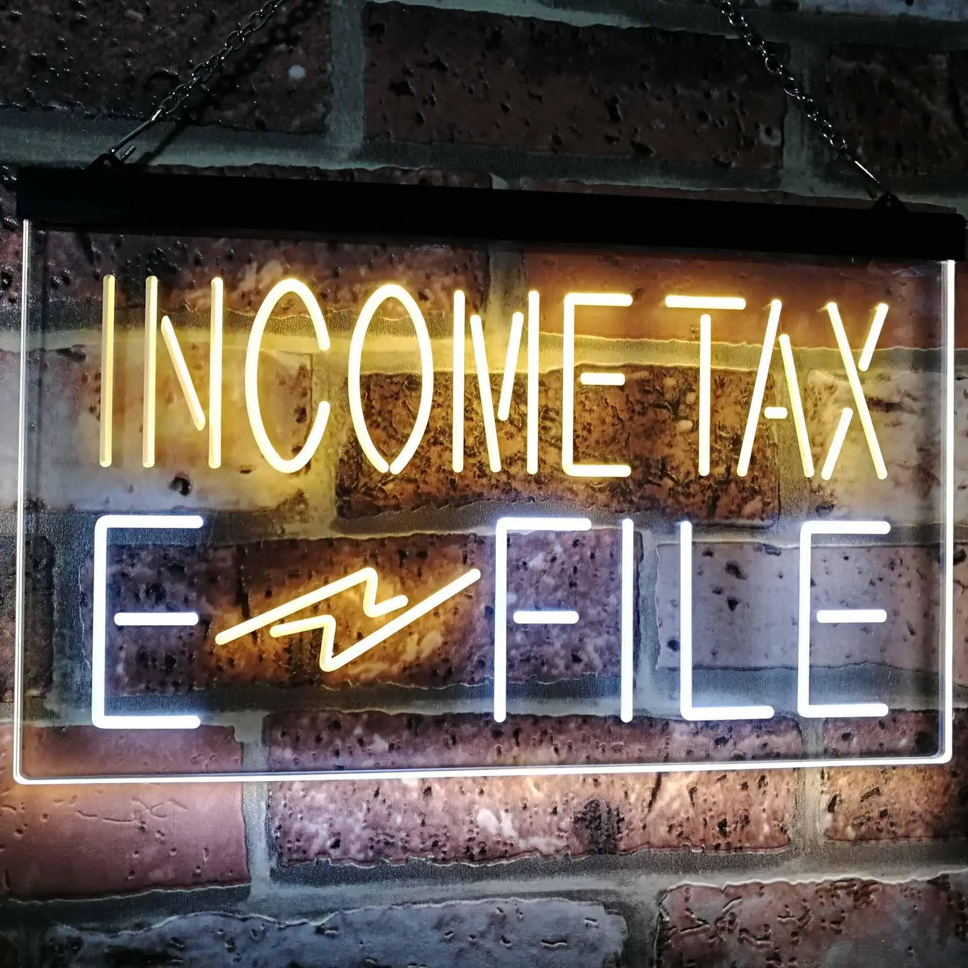 Income Tax. E-File. Service Dual Color Led Neon Sign st6-j2694