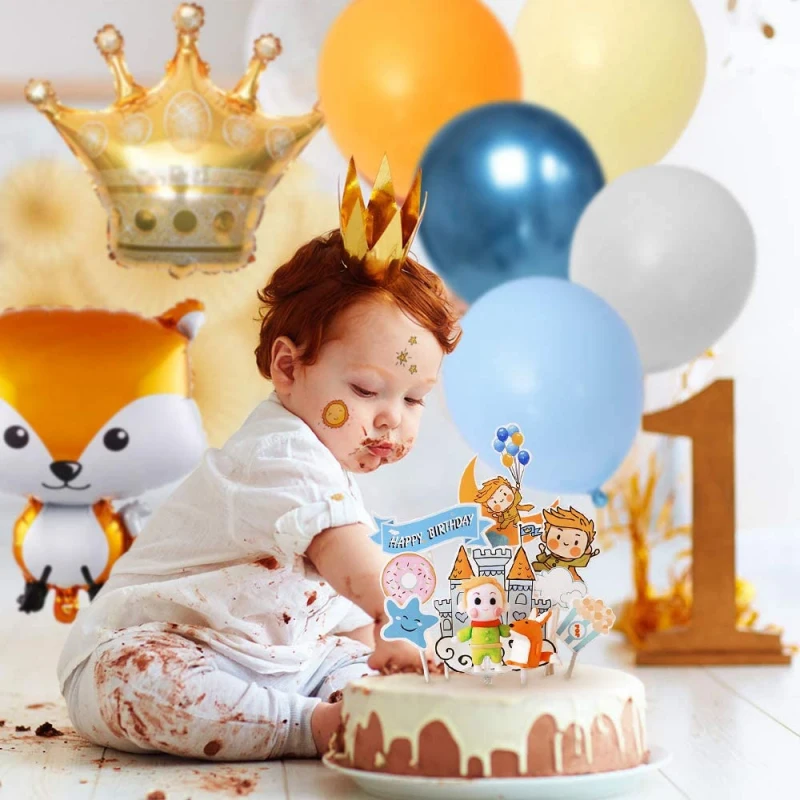 Little Prince Theme Birthday Party Decorations for Kids Boy Girl Birthday Balloon Arch Baby Shower Fox Squirrel Hedgehog Balloon