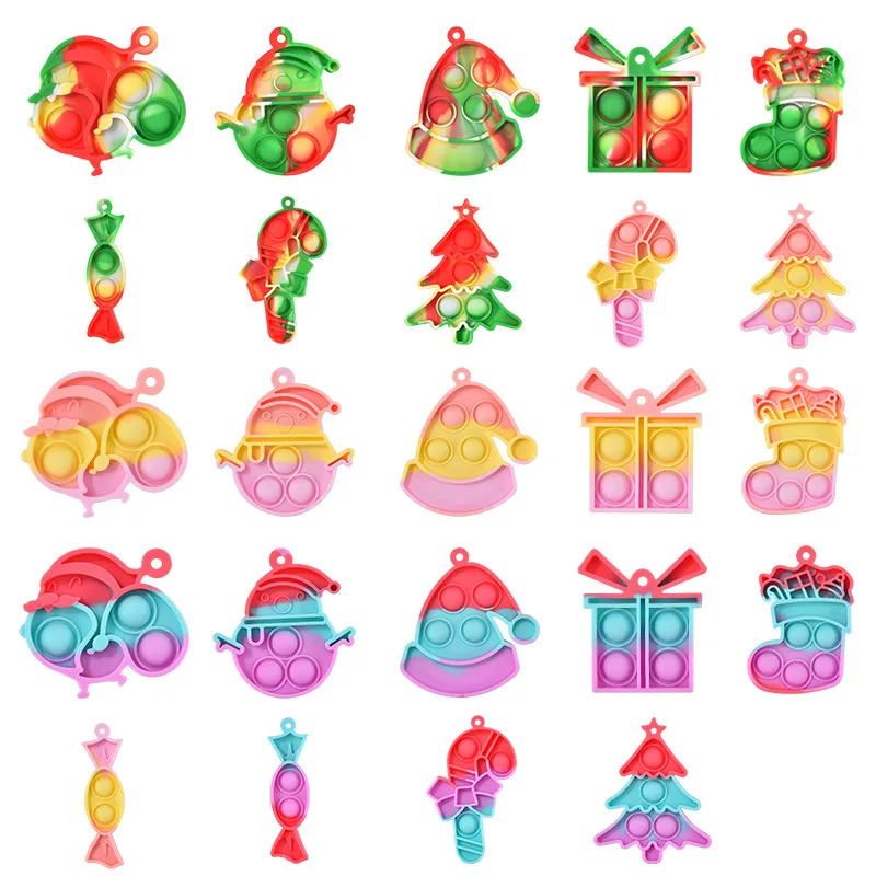 8pcs/Lot Christmas Halloween Day Gifts Fydget Toys Child Antistres Squishy Keychain Cheap Toys Squeeze Popite Keychain It Popits