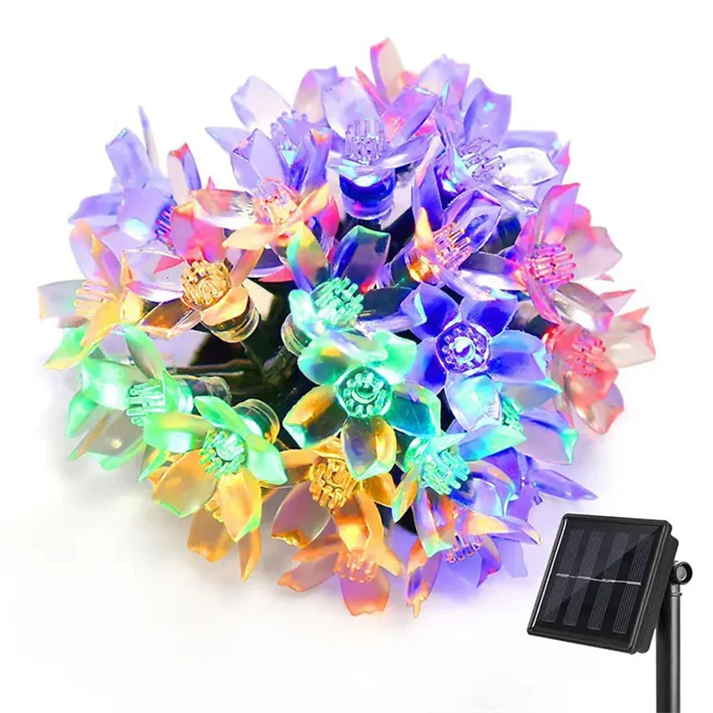 Waterproof Flower Garland LED String Light Solar Garden Lights Outdoor Lighting  For The Street Lawn Patio Decoration Festoon