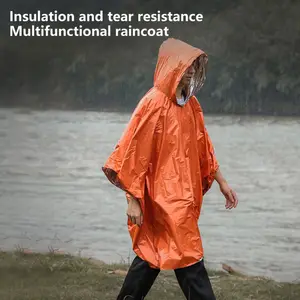 Outdoor Camping Emergency Raincoat Waterproof Double-sided Tear Resistance Windproof Men Women Survival Tool