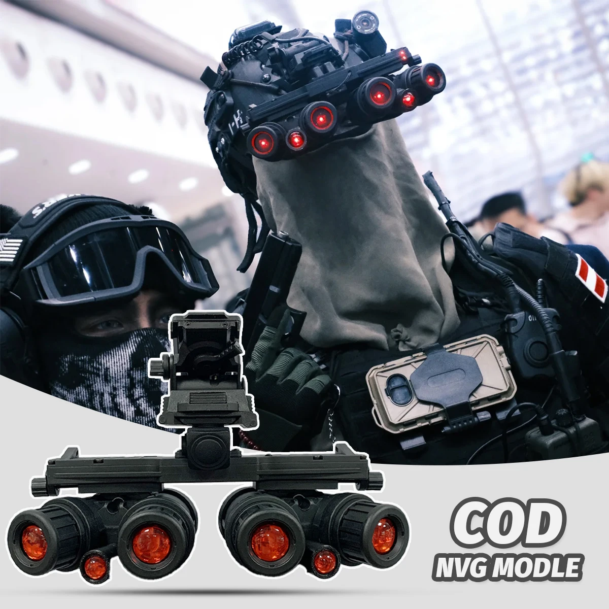 

Call Of Duty GPNVG18 Tactical Night Vision Goggles Model with NVG Bracket Airsoft Helmet Accessories COD Koenig Role Play Props
