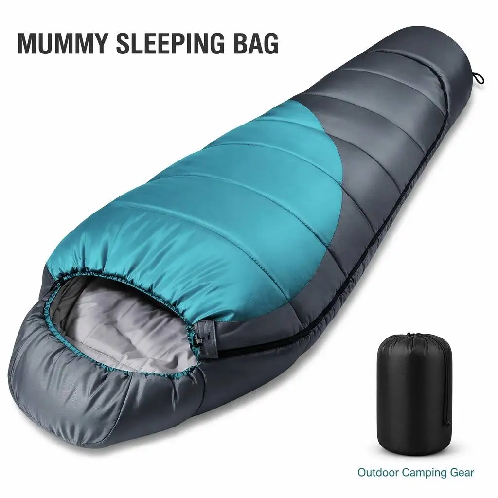 Mummy Sleeping Bag Lightweight Waterproof Camping Sleeping Bag Outdoor Portable with Compression Sack for Hiking Travel 3 Season