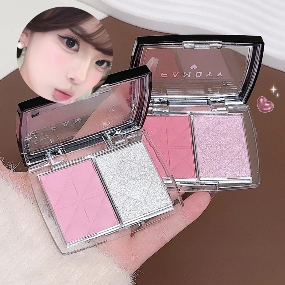 Dual Tone Blush Highlighter Palette 2 in 1 Contour and Glow All Day Wear Natural Matte To Shimmer Finish for Face Sculpting