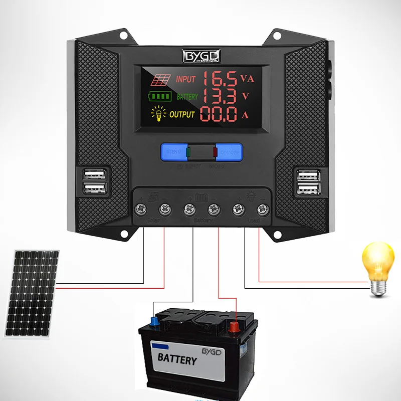 Imagem -05 - Pwm pv Controlador de Carregamento Solar Dual Usb hd Tela Colorida dc Painel Regulador Dual 20a 30a 40a 12v 24v 50v