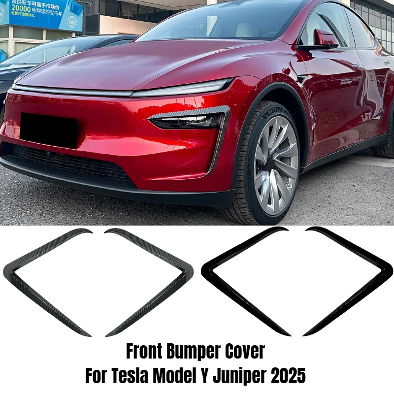 

For Tesla Model Y Juniper 2025 Front Bumper Cover Eyebrow Wind Knife Fog Lamp Sticker ABS Spoiler Blade Trim Car Accessories