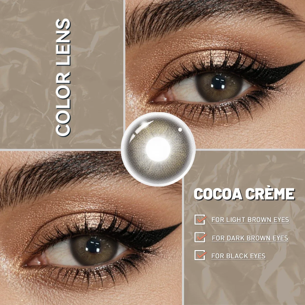Lalens 14,5mm Farbige Kontaktlinsen für Kurzsichtigkeit Braun 6 Monate Nutzung Weiche Natürliche Augen-Schönheitsfarbkontaktlinsen für Tägliches Kosmetik-Make-up – Detail 3