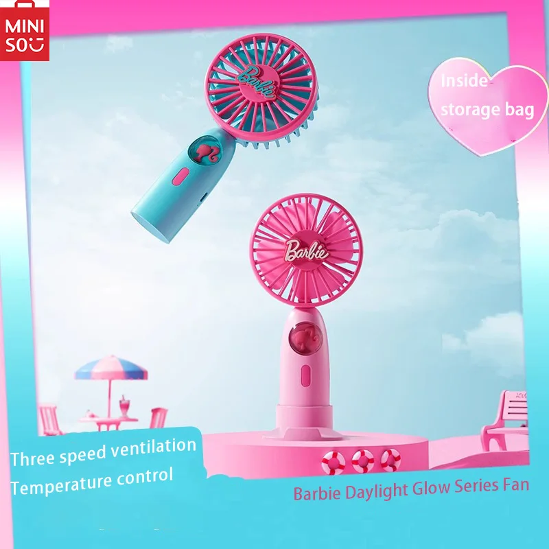 

MINISO Barbie Series 1200mAUSB Charging Port Daylight Shine Series Handheld Fan Genuine and authorised Cute in pink