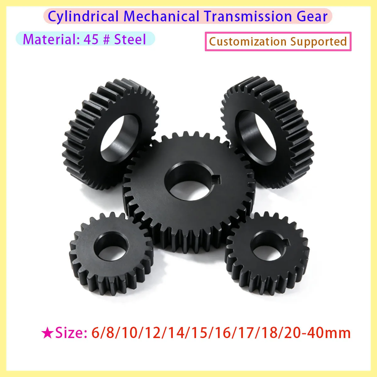 45 # Steel Spur Gear Module Flat Cylindrical Gear 12/13/14/15/16/17/18/19/21/22/23/24 25/26/27/28/30/32/33-48 Teeth